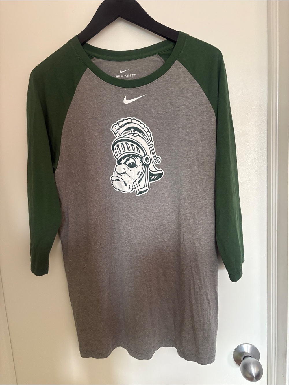 Nike Michigan State Raglan 3/4 length baseball style Spartan Logo